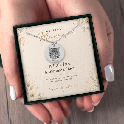 Personalized Cat Portrait Necklace | Custom Pet Keepsake Gift