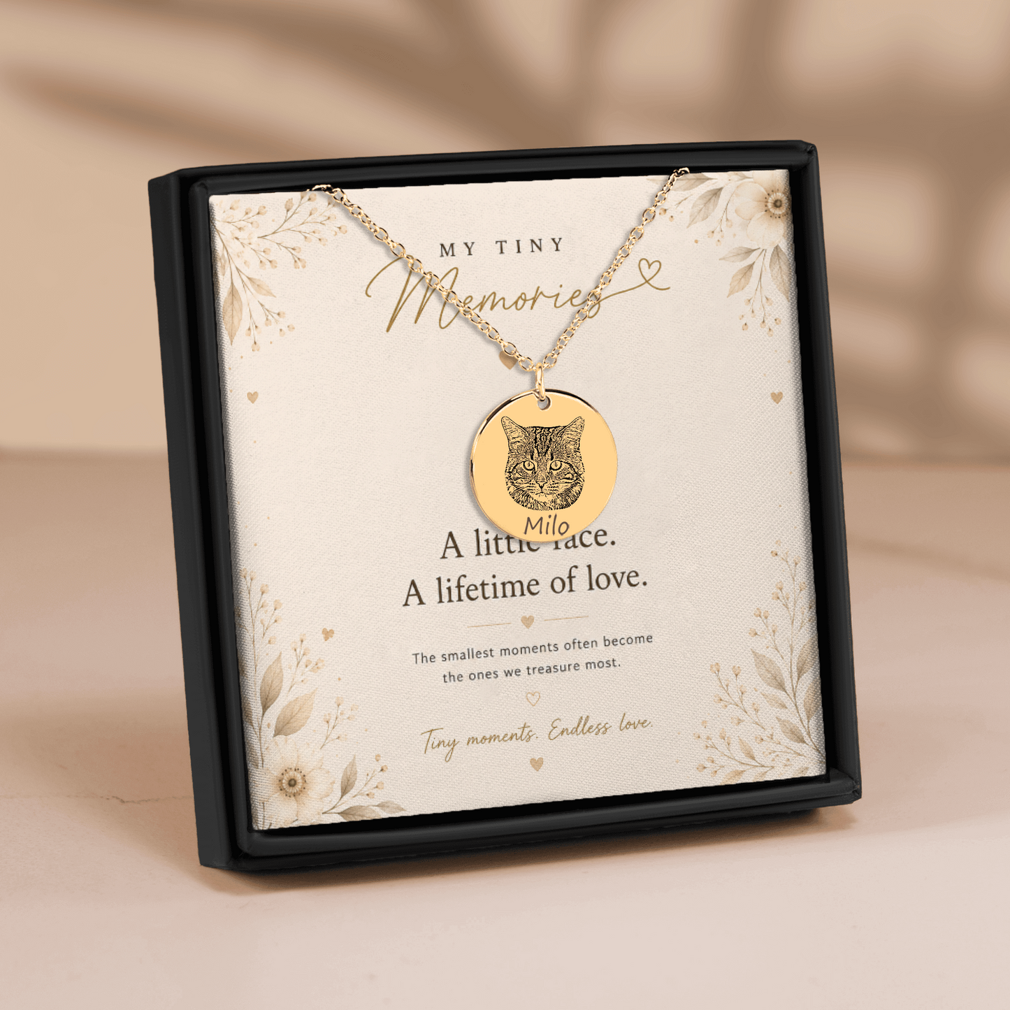 Personalized Cat Portrait Necklace | Custom Pet Keepsake Gift