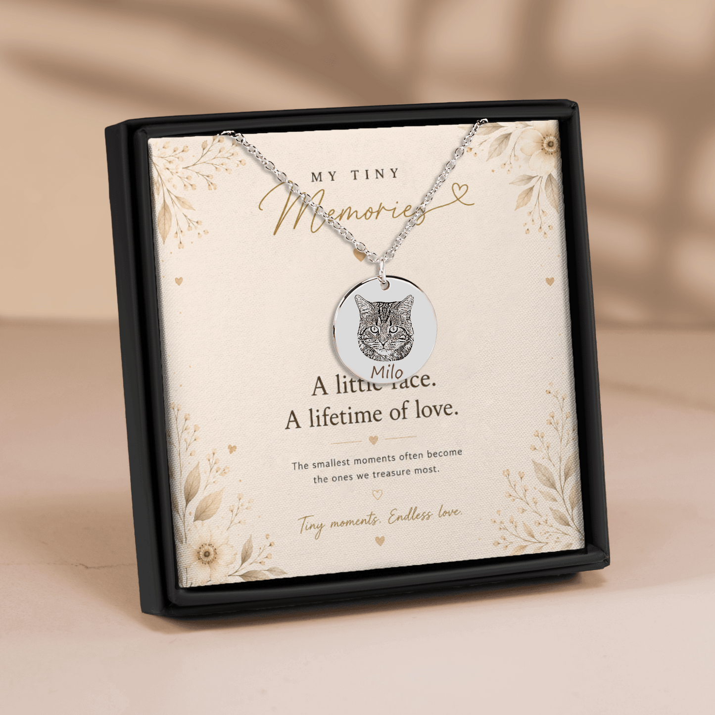 Personalized Cat Portrait Necklace | Custom Pet Keepsake Gift