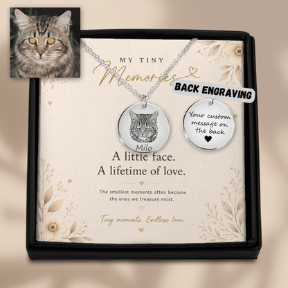 Personalized Cat Portrait Necklace | Custom Pet Keepsake Gift