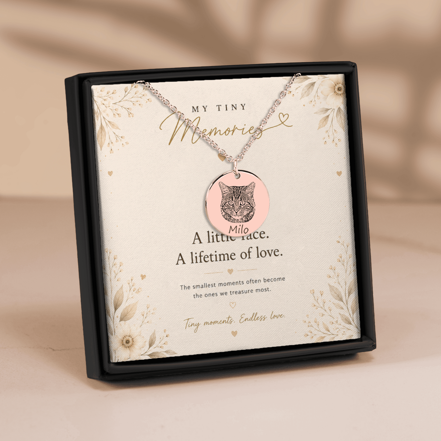 Personalized Cat Portrait Necklace | Custom Pet Keepsake Gift