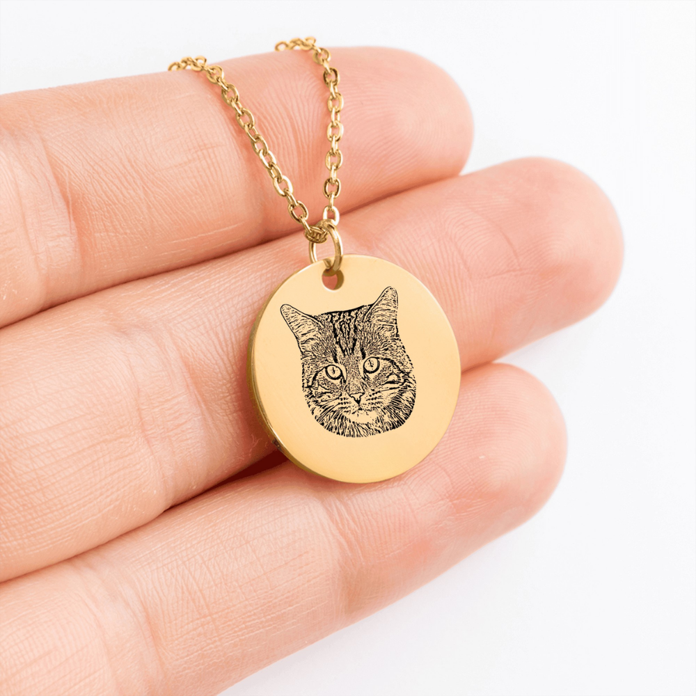 Personalized Cat Portrait Necklace | Custom Pet Keepsake Gift