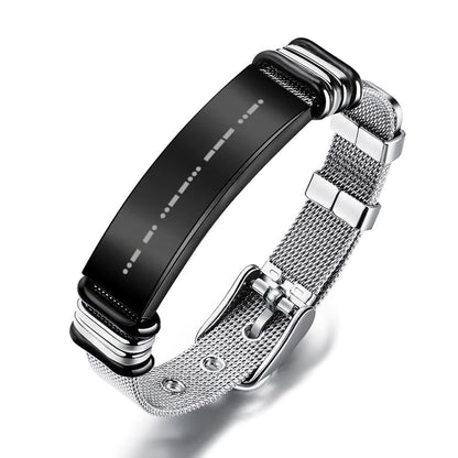 Engraved Morse Code Bracelet | Men's Personalized Stainless Steel