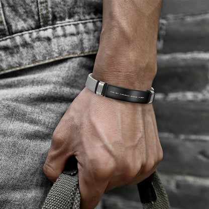 Engraved Morse Code Bracelet | Men's Personalized Stainless Steel