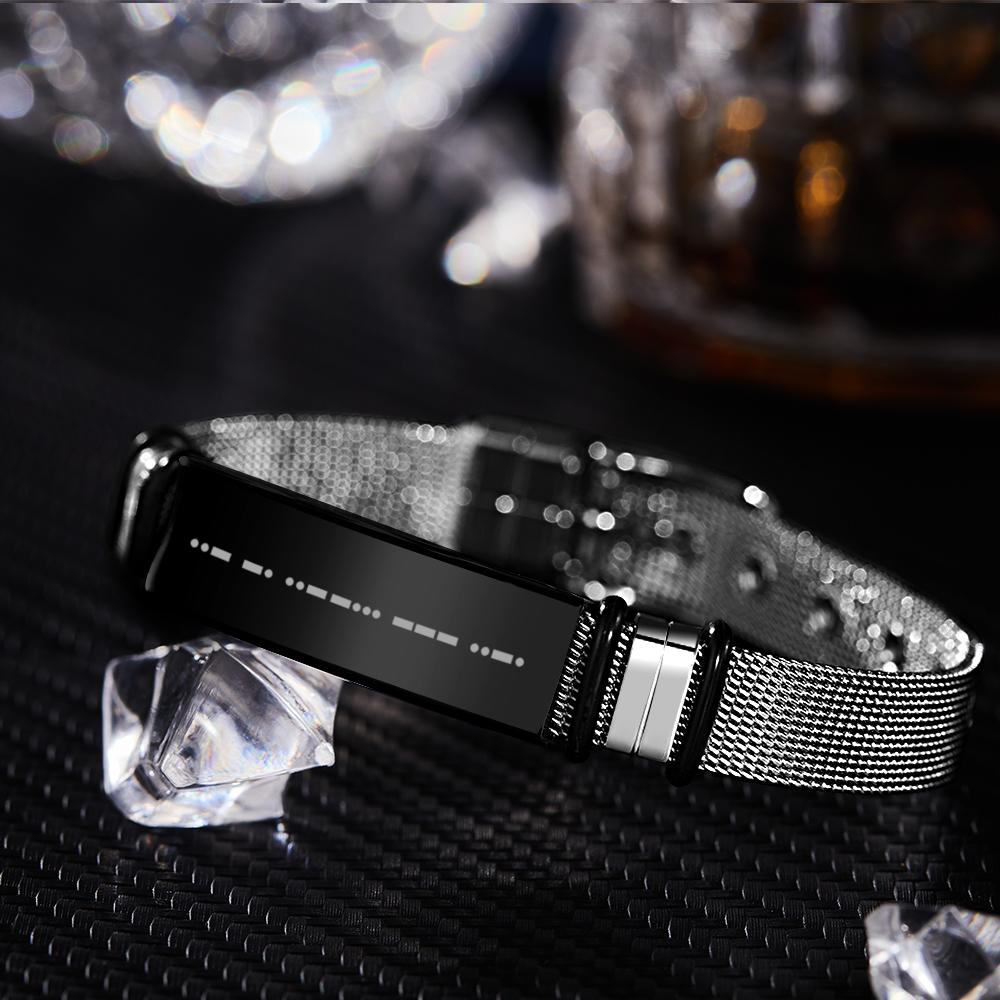 Engraved Morse Code Bracelet | Men's Personalized Stainless Steel