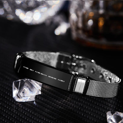 Engraved Morse Code Bracelet | Men's Personalized Stainless Steel