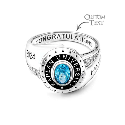 Custom Graduation Ring with Birthstone | Personalized Class Gift