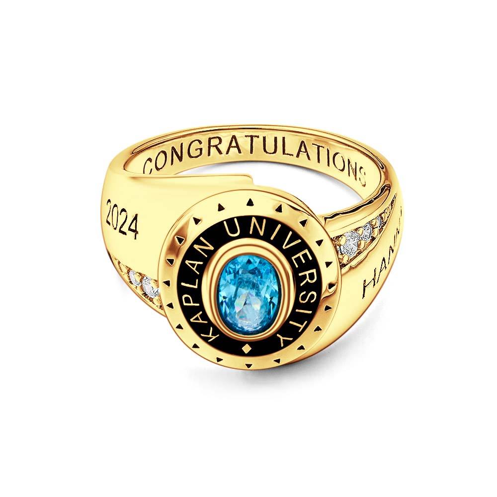 Custom Graduation Ring with Birthstone | Personalized Class Gift