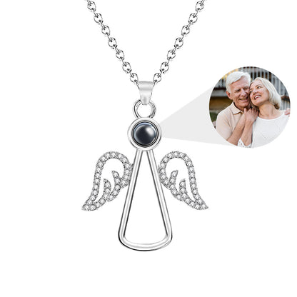 Personalized Angel Wing Projection Necklace | Custom Photo Keepsake