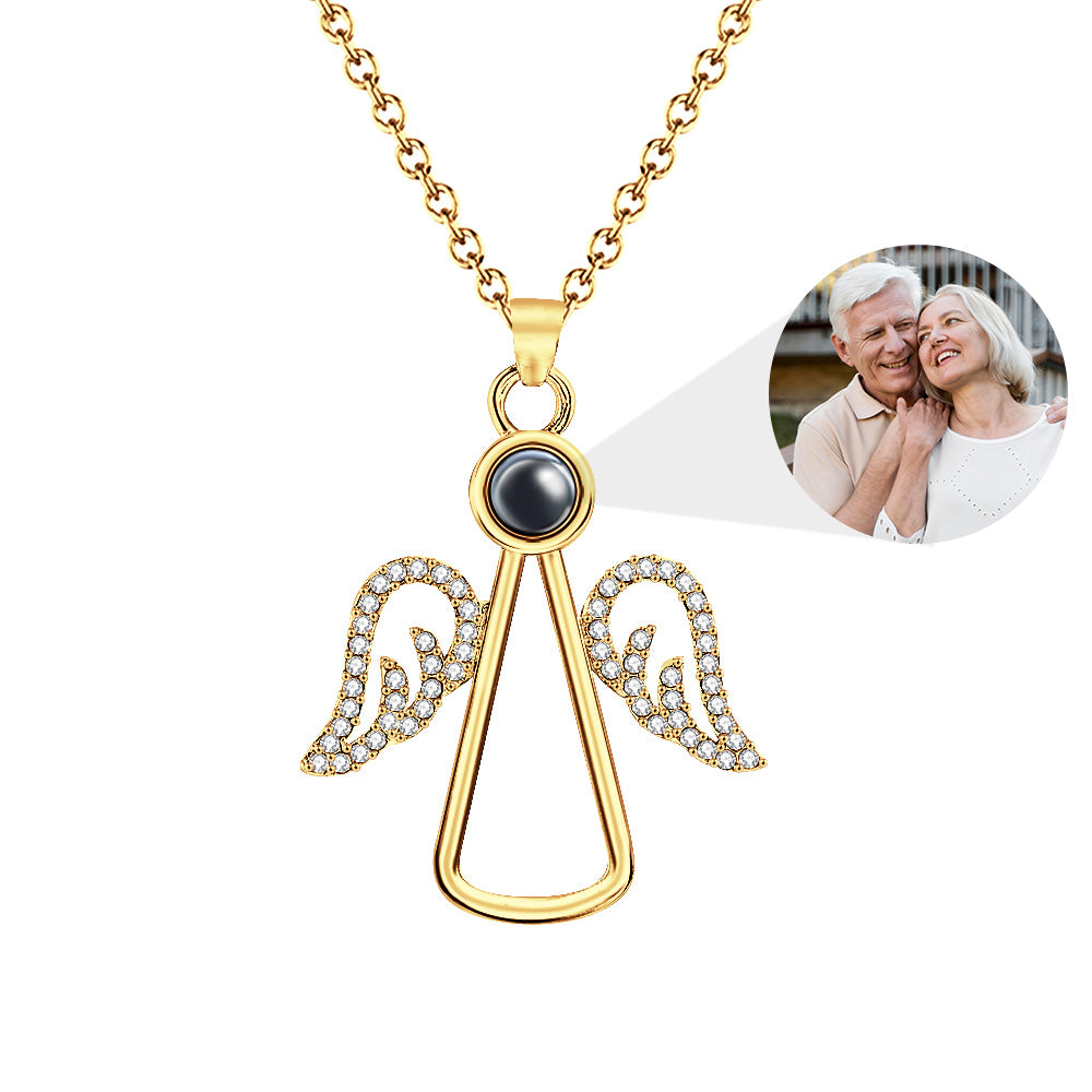 Personalized Angel Wing Projection Necklace | Custom Photo Keepsake