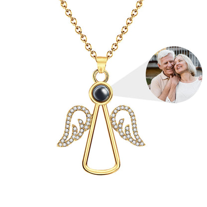 Personalized Angel Wing Projection Necklace | Custom Photo Keepsake