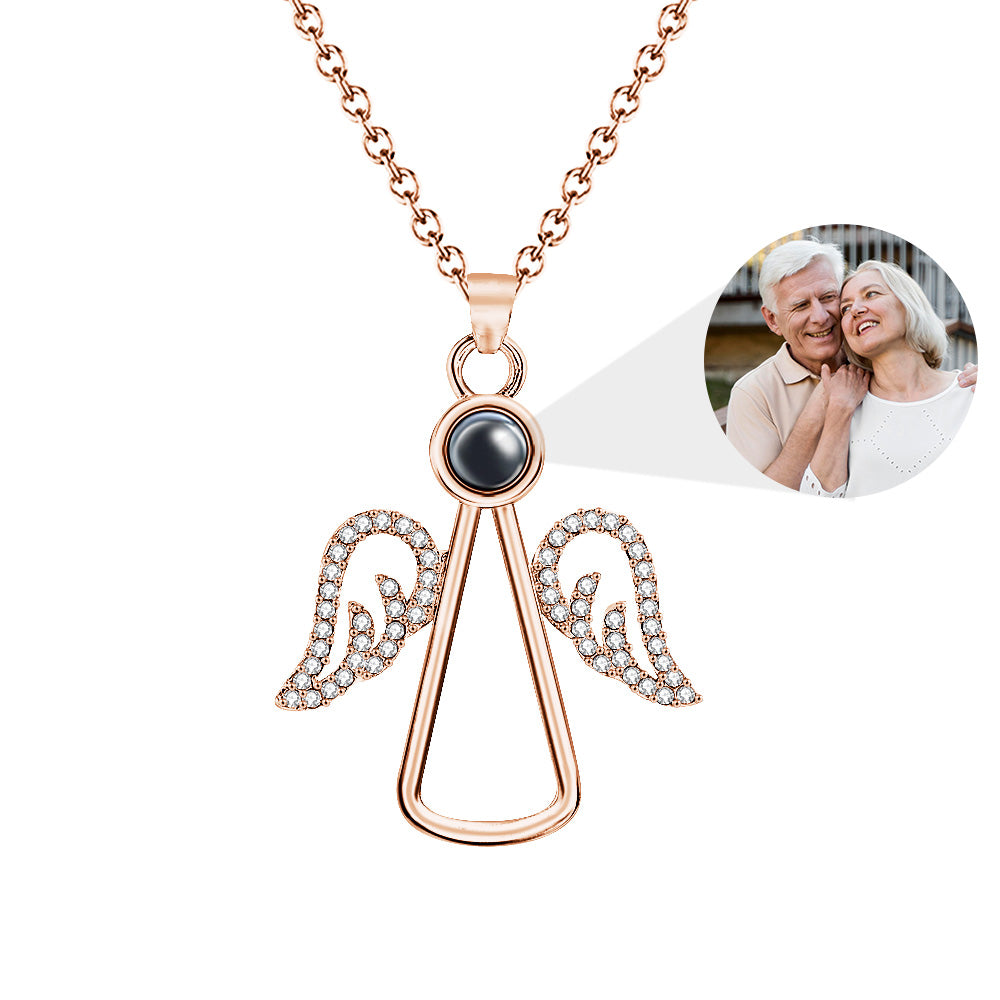 Personalized Angel Wing Projection Necklace | Custom Photo Keepsake