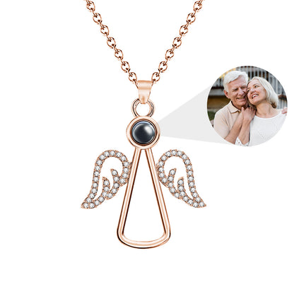 Personalized Angel Wing Projection Necklace | Custom Photo Keepsake