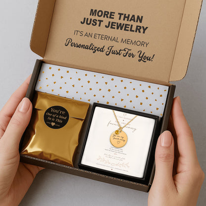 Personalized engraved birthstone necklace presented in premium keepsake gift packaging
