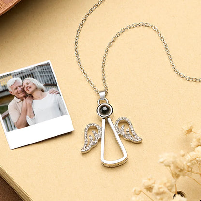 Personalized Angel Wing Projection Necklace | Custom Photo Keepsake