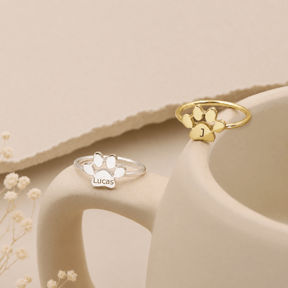 Custom Cat Paw Ring with Name | Personalized Pet Lover Jewelry - My Tiny Memories