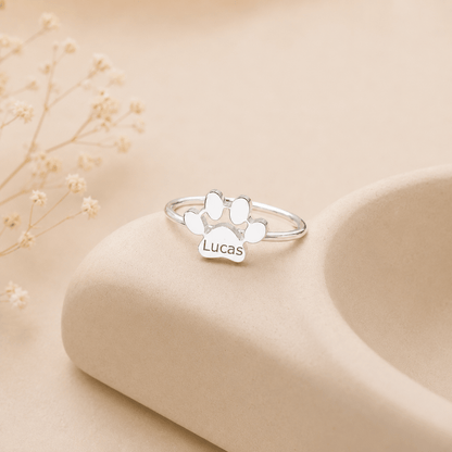 Custom Cat Paw Ring with Name | Personalized Pet Lover Jewelry - My Tiny Memories