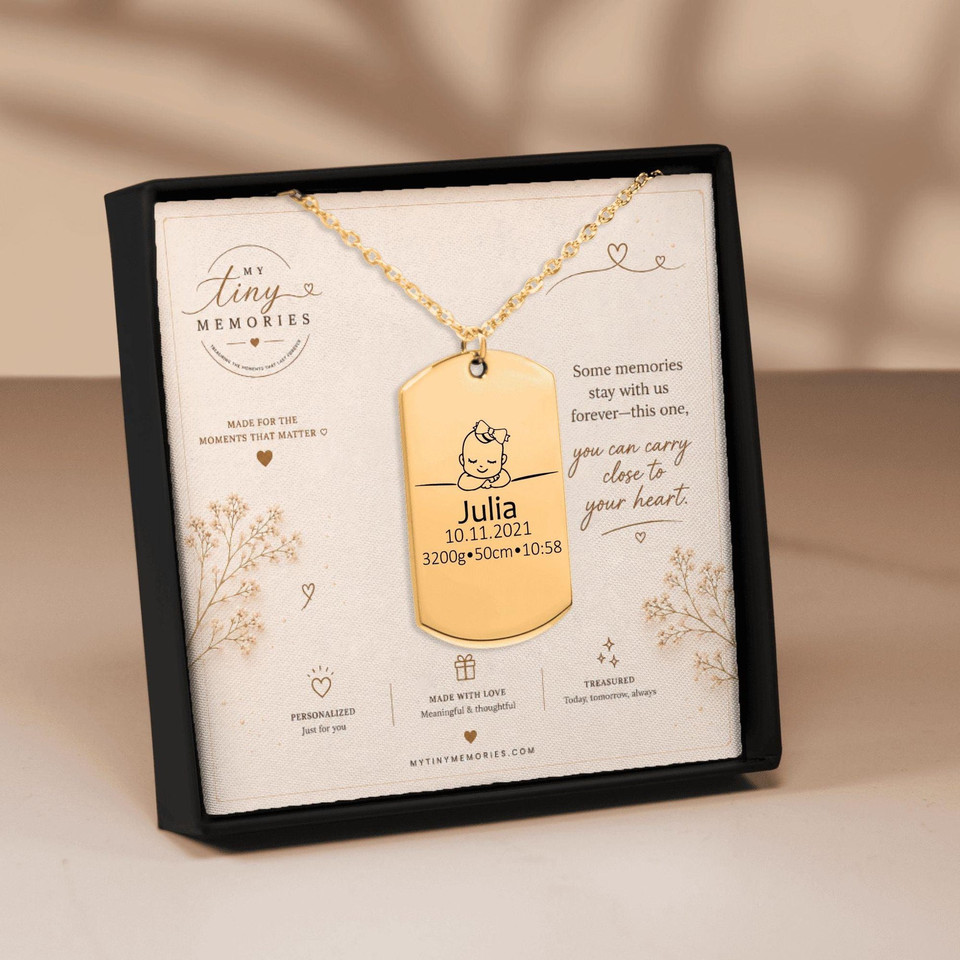 Custom Engraved Baby Keepsake Necklace - My Tiny Memories