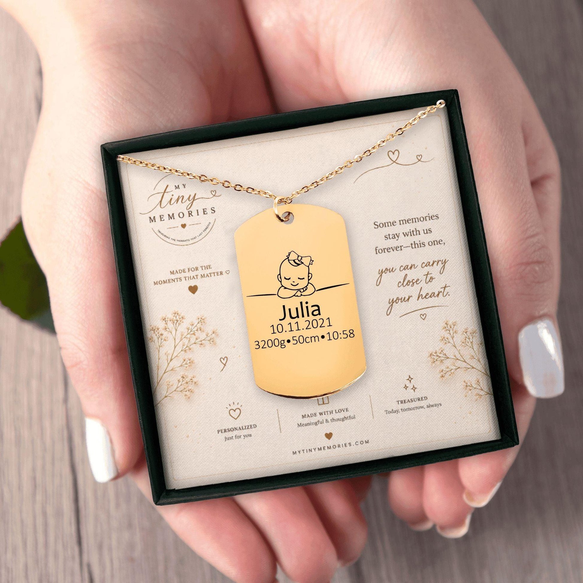 Custom Engraved Baby Keepsake Necklace - My Tiny Memories