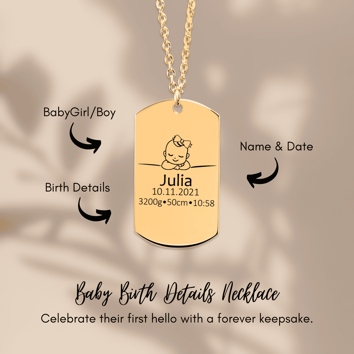 Custom Engraved Baby Keepsake Necklace - My Tiny Memories