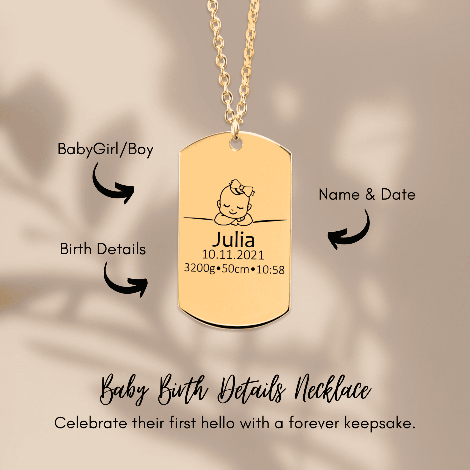 Custom Engraved Baby Keepsake Necklace - My Tiny Memories