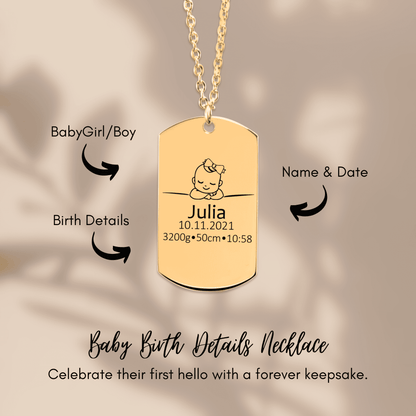 Custom Engraved Baby Keepsake Necklace - My Tiny Memories