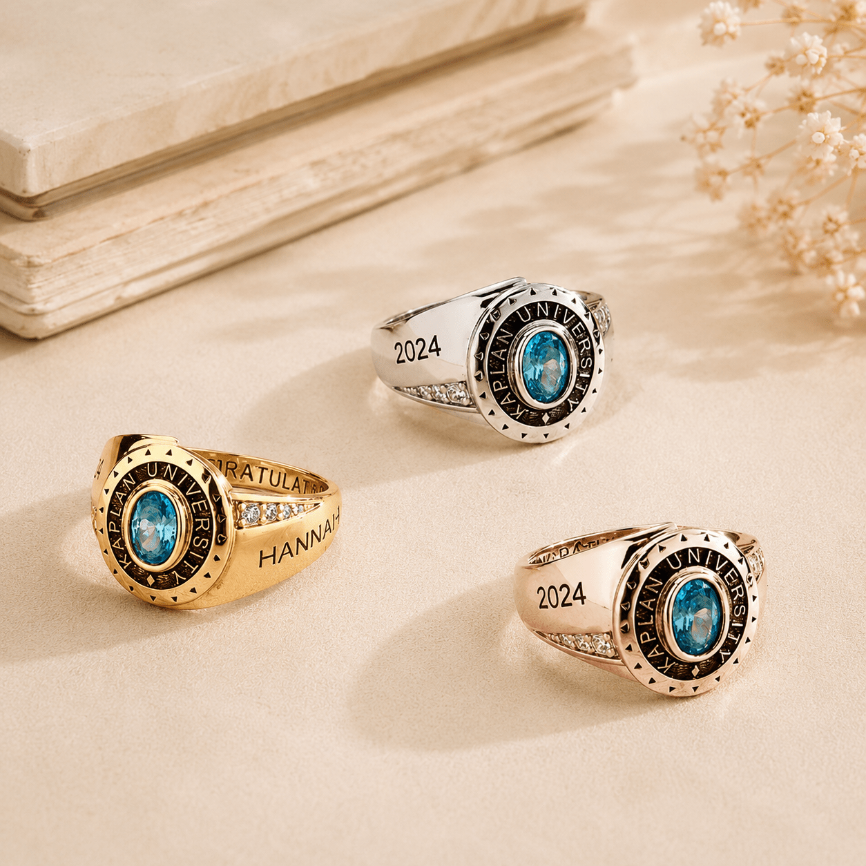Custom Graduation Ring with Birthstone | Personalized Class Gift - My Tiny Memories