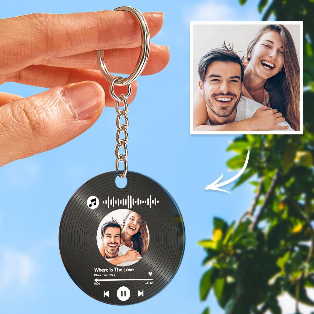 Custom Music Song Keychains Scannable Music Code Acrylic Gifts for Couple - My Tiny Memories