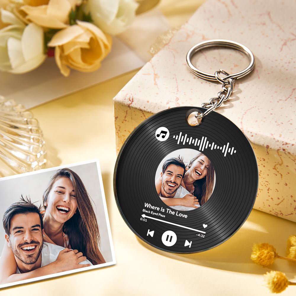 Custom Music Song Keychains Scannable Music Code Acrylic Gifts for Couple - My Tiny Memories