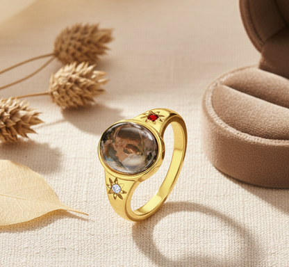 Custom Oval Photo Ring Lifestyle
