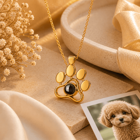 Custom Paw Print Projection Necklace – Personalized Pet Photo Gift - My Tiny Memories