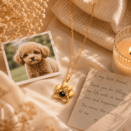 Custom Paw Print Projection Necklace – Personalized Pet Photo Gift - My Tiny Memories