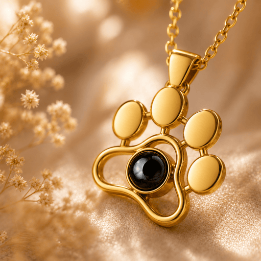 Custom Paw Print Projection Necklace – Personalized Pet Photo Gift - My Tiny Memories
