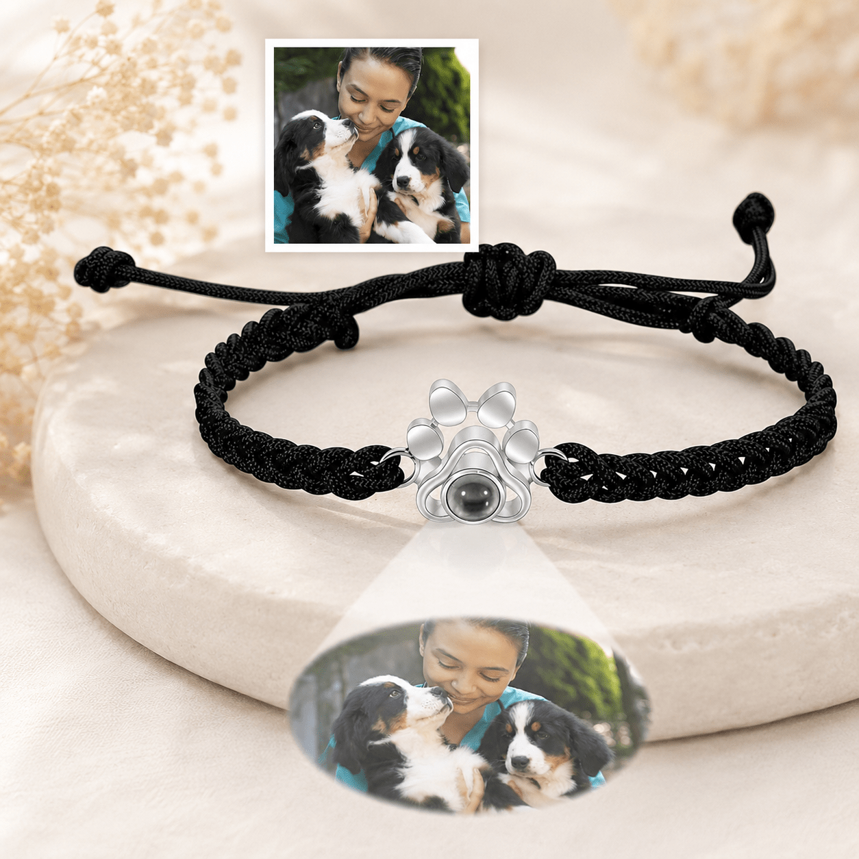 Custom Pet Photo Projection Bracelet | Paw Print Keepsake Gift - My Tiny Memories