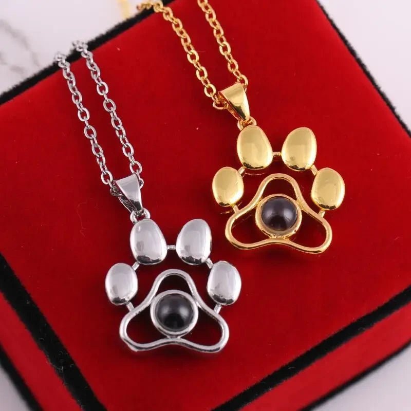 Custom Photo Projection Paw Necklace - My Tiny Memories