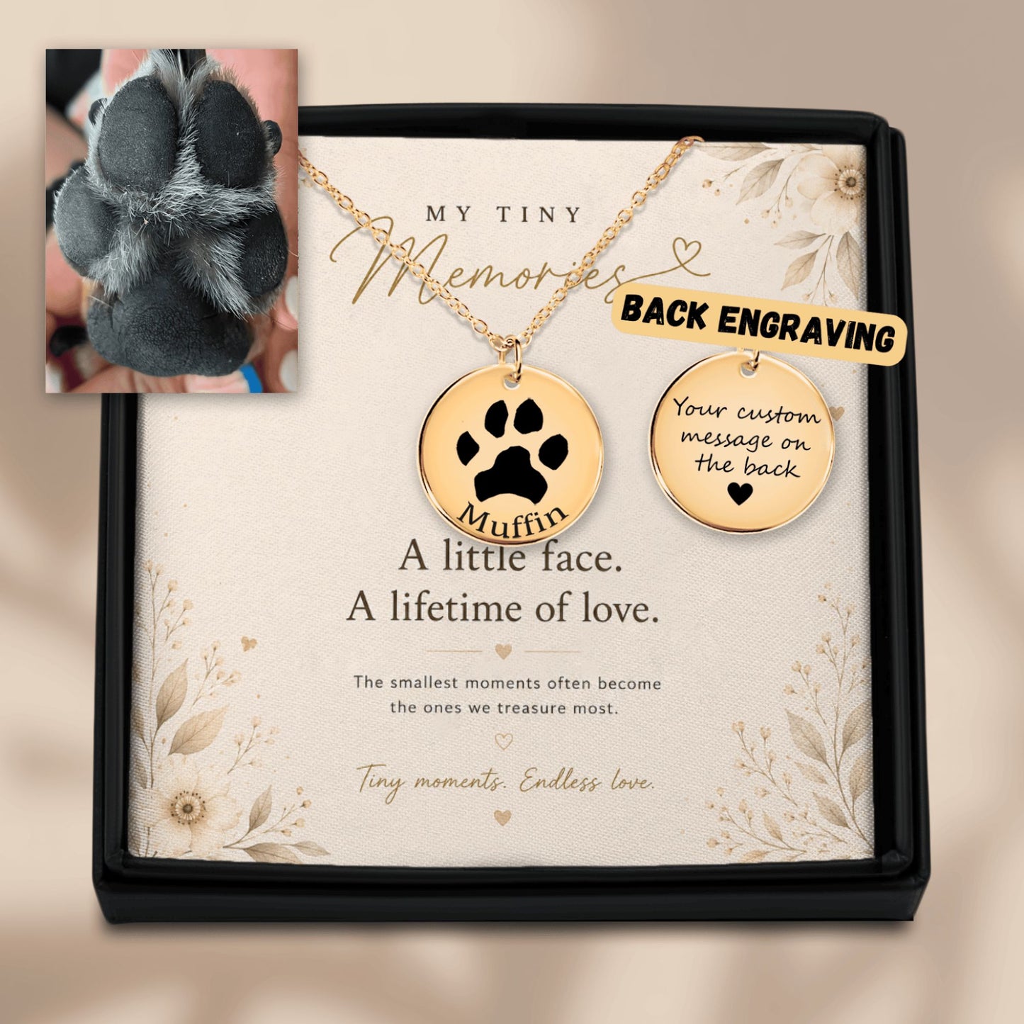 Personalized Paw Print Necklace | Custom Pet Keepsake Gift