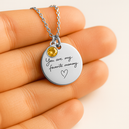 You Are My Favorite Memory Birthstone Necklace | Personalized Engraved Gift