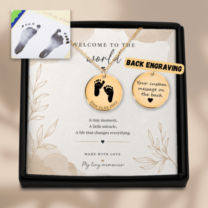 Personalized Baby Footprint Necklace | Custom Name & Birth Date Keepsake