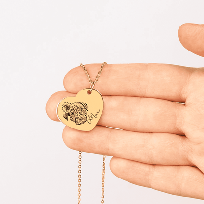 Personalized Pet Portrait Heart Necklace | Custom Photo Keepsake