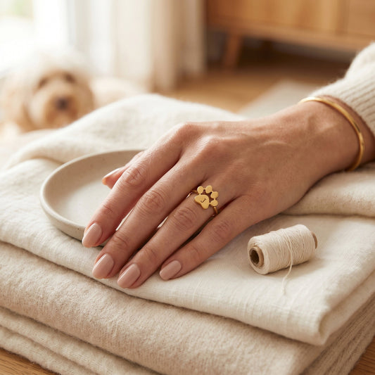 Custom Cat Paw Ring with Name | Personalized Pet Lover Jewelry