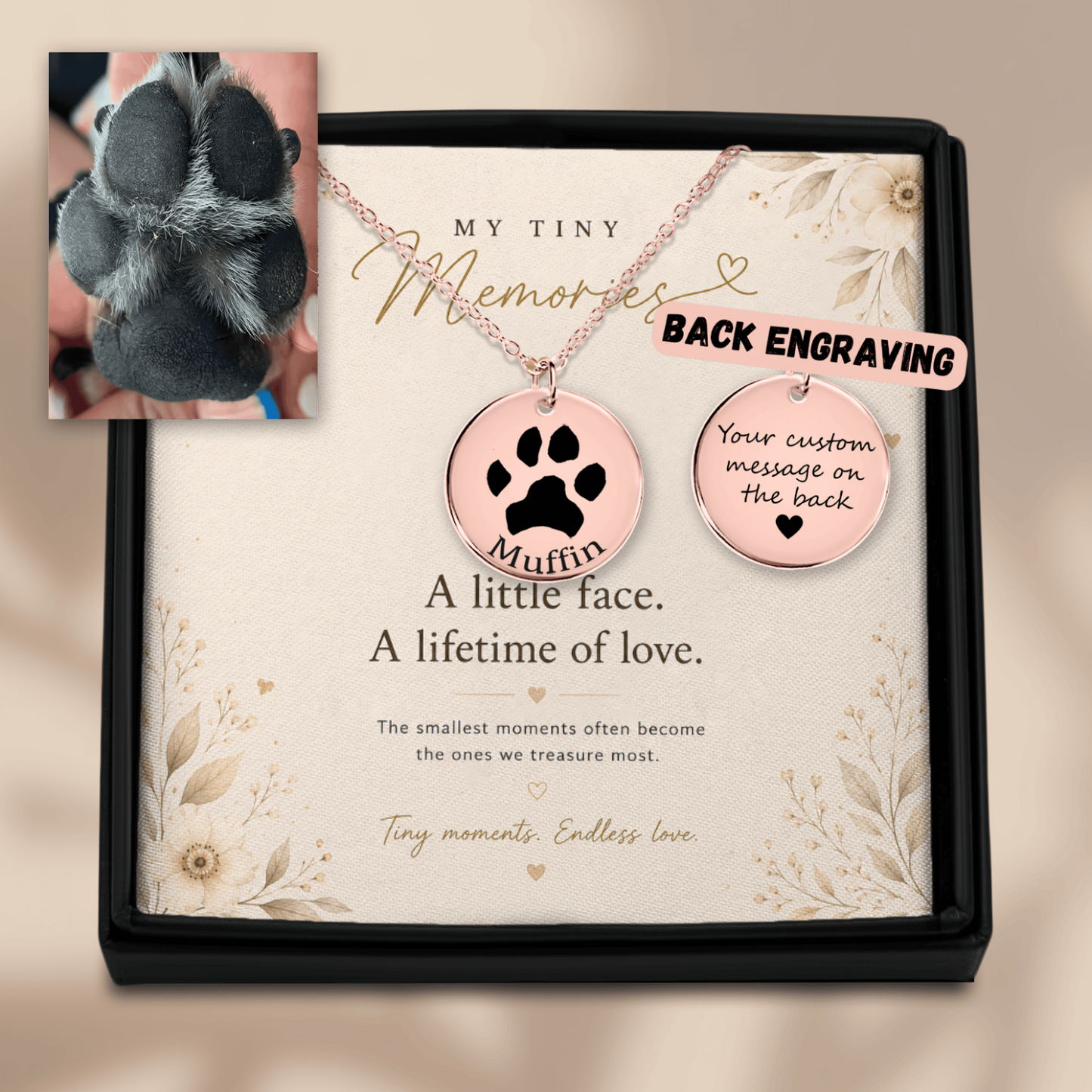 Personalized Paw Print Necklace | Custom Pet Keepsake Gift