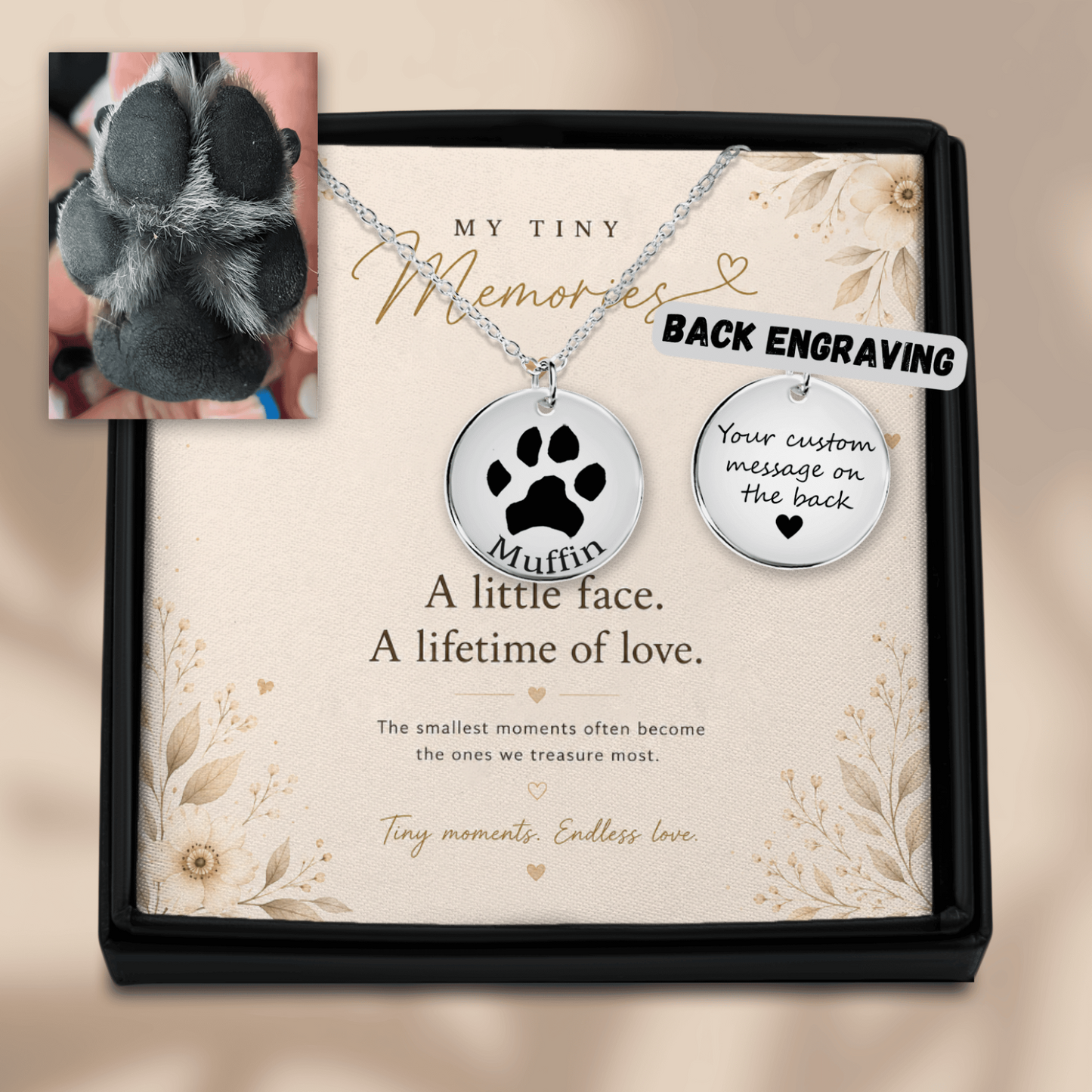 Personalized Paw Print Necklace | Custom Pet Keepsake Gift