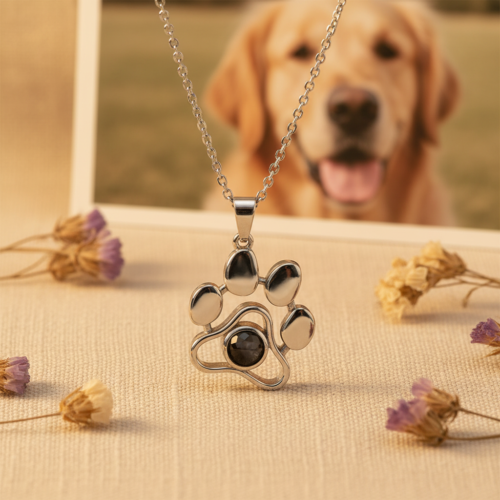 Paw Pendant - Wildflowers & Pet Photo