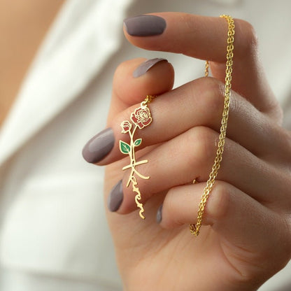 Personalized Birth Flower & Name Earring - My Tiny Memories