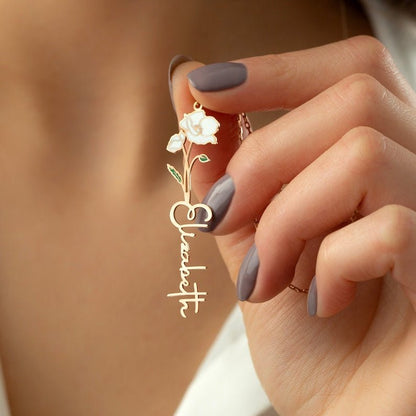 Personalized Birth Flower & Name Earring - My Tiny Memories