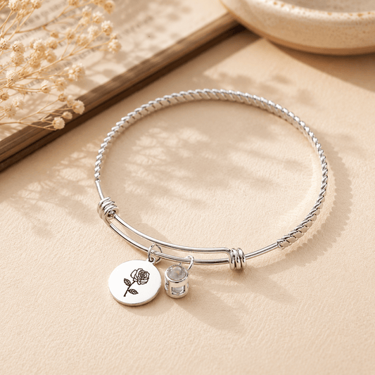 Personalized Birth Flower Photo Projection Bracelet | Custom Picture Gift - My Tiny Memories