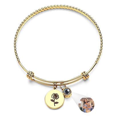 Personalized Birth Flower Photo Projection Bracelet | Custom Picture Gift - My Tiny Memories