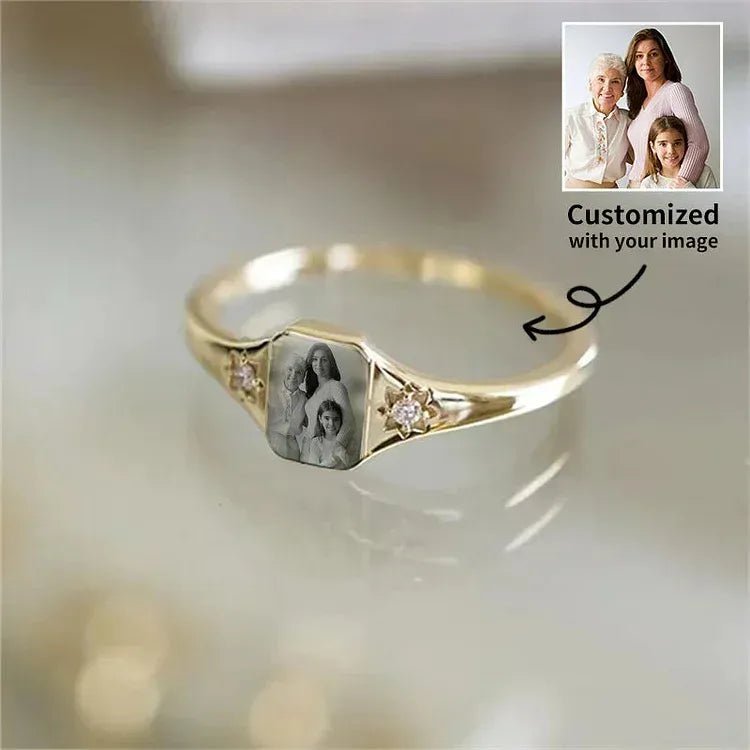 Personalized Birthstone Photo Ring | Custom Picture Keepsake - My Tiny Memories
