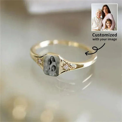 Personalized Birthstone Photo Ring | Custom Picture Keepsake - My Tiny Memories
