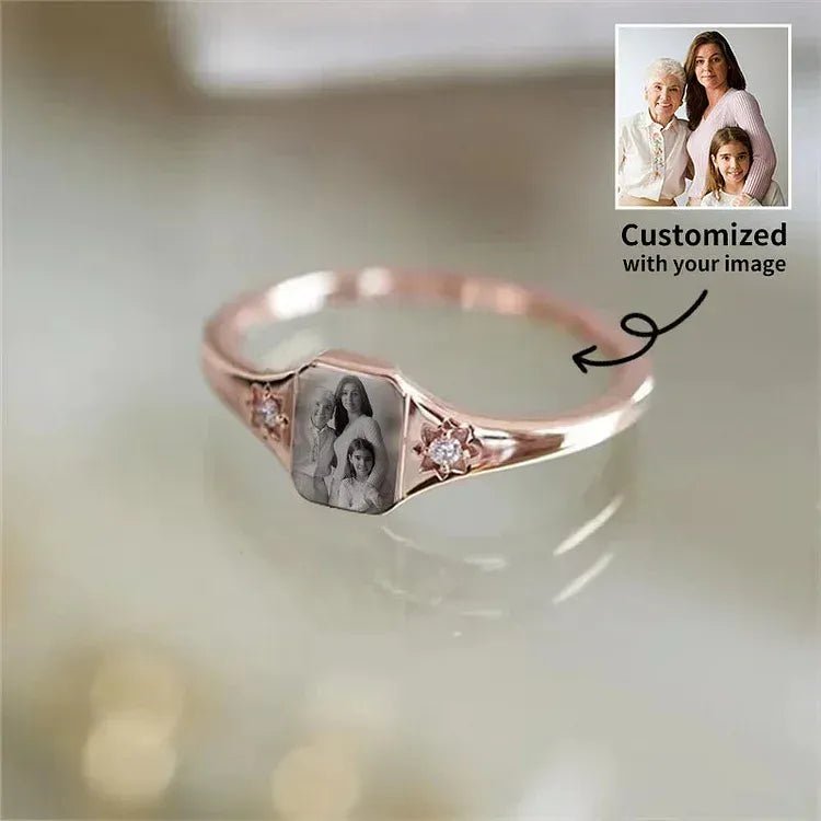 Personalized Birthstone Photo Ring | Custom Picture Keepsake - My Tiny Memories